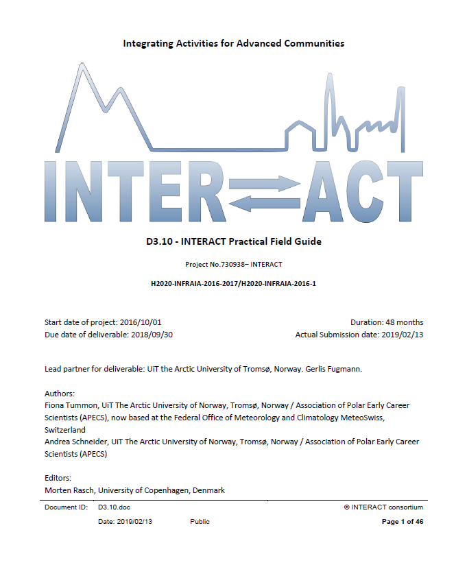 Interact Service/project New INTERACT deliverables available now - INTERACT